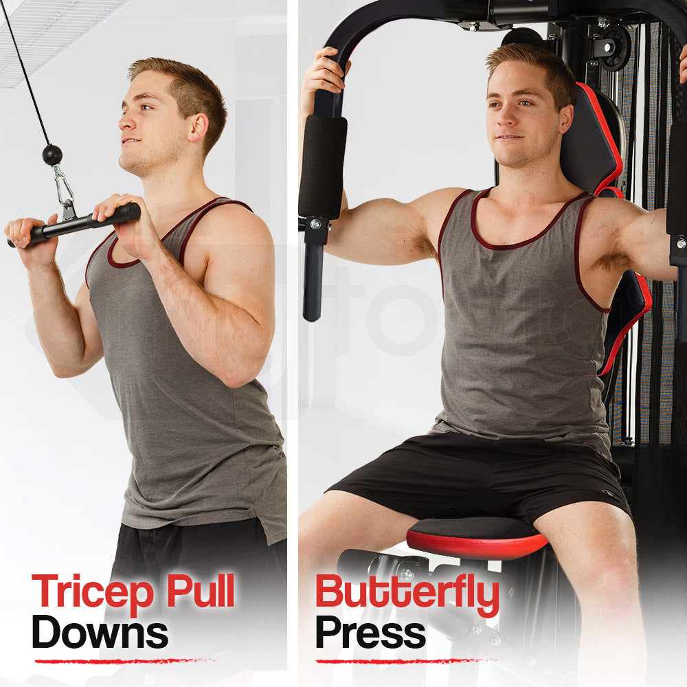 PROFLEX Home Gym Exercise Machine Fitness Equipment Weight Bench Press Set 148lbs
