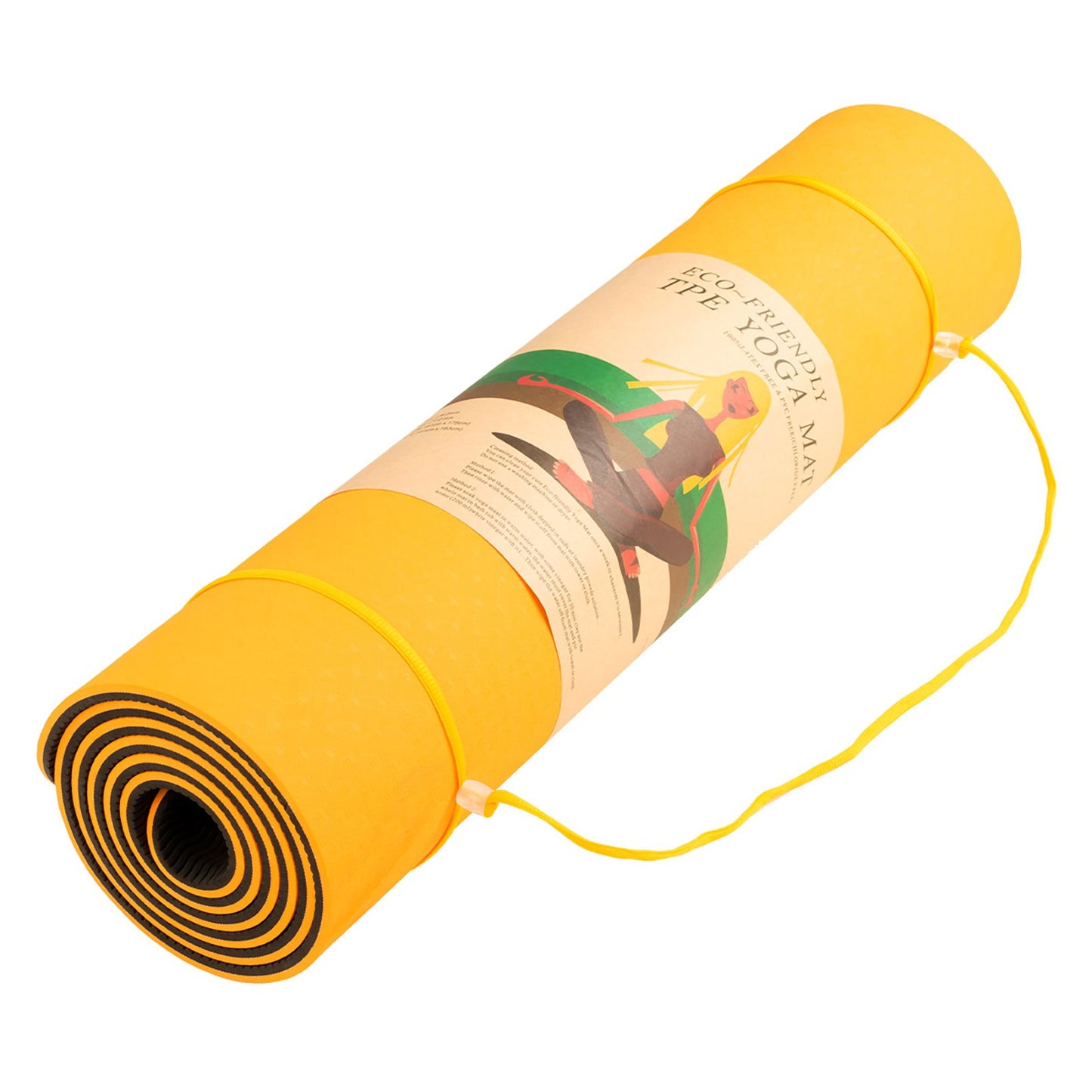 Powertrain TPE Yoga Mat 8mm thick in orange with carry strap