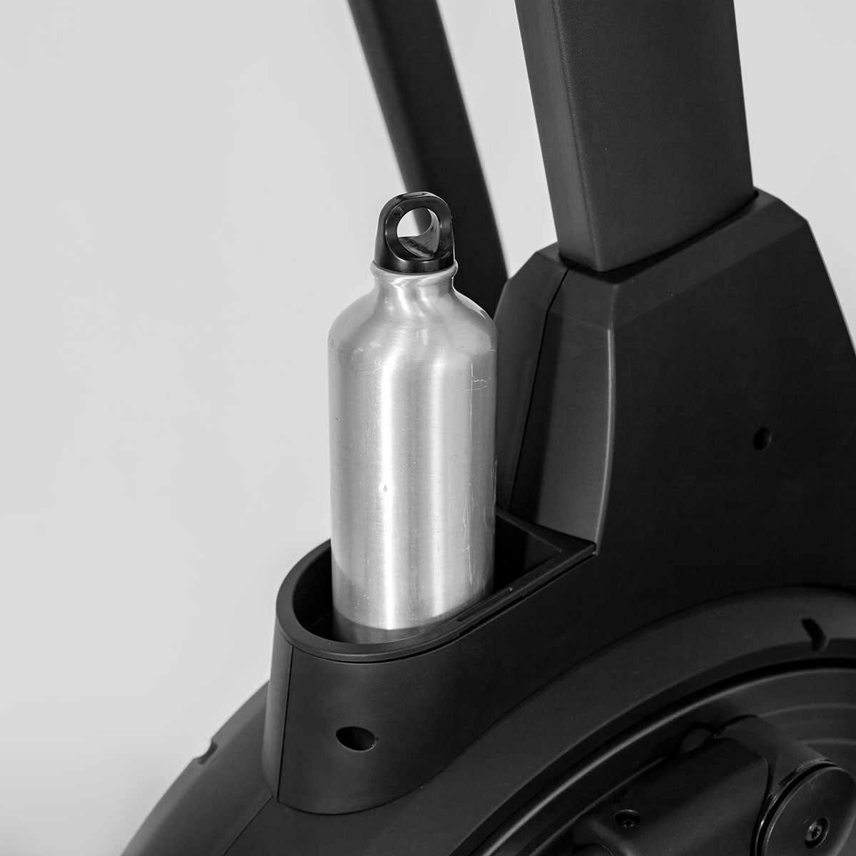 Water bottle holder on Lifespan Fitness XT-39 Cross Trainer, showcasing sleek design and convenient placement on the elliptical machine