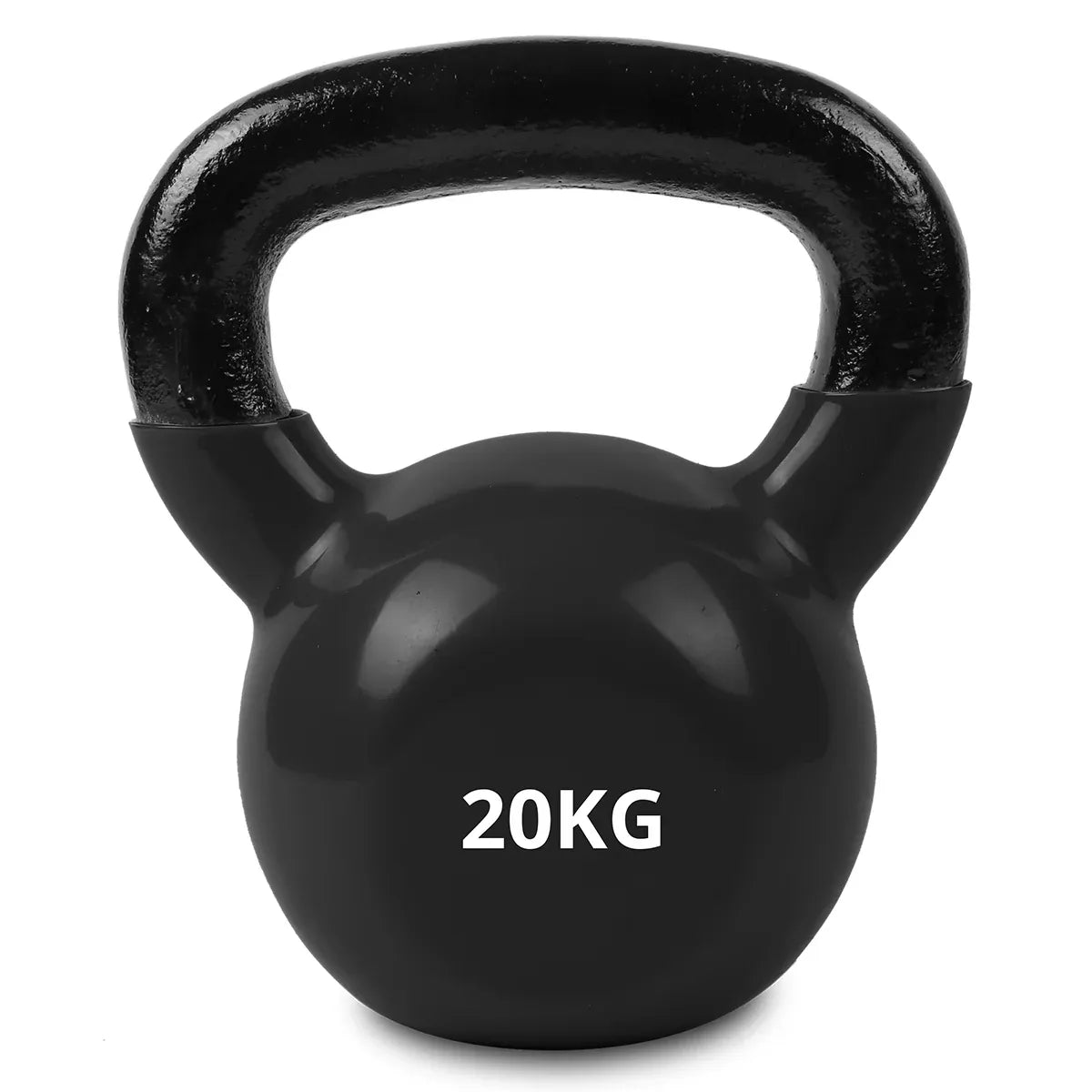 Kettlebell set featuring a black 20KG kettlebell with a sturdy handle, ideal for strength training and fitness.