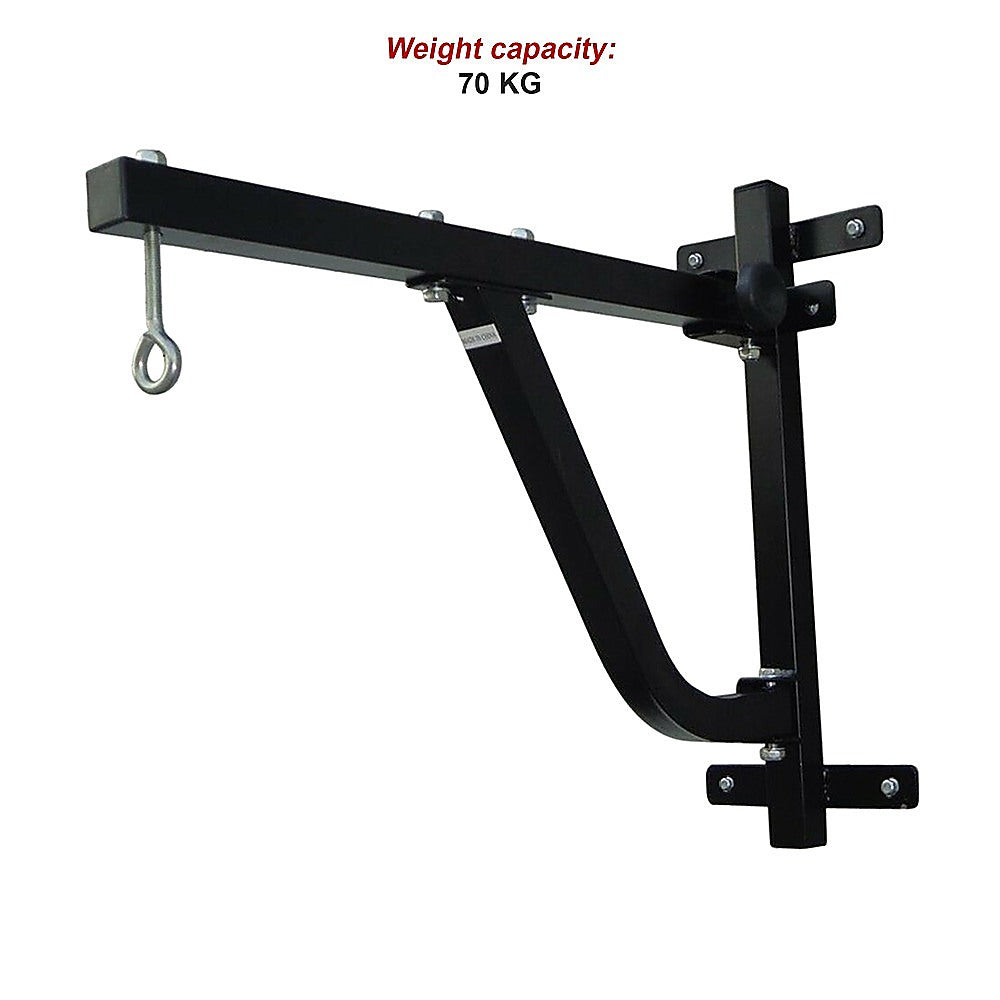 Wall-Mount Boxing Punching Bag Bracket with steel construction and 70KG weight capacity, ideal for saving space and secure hanging.