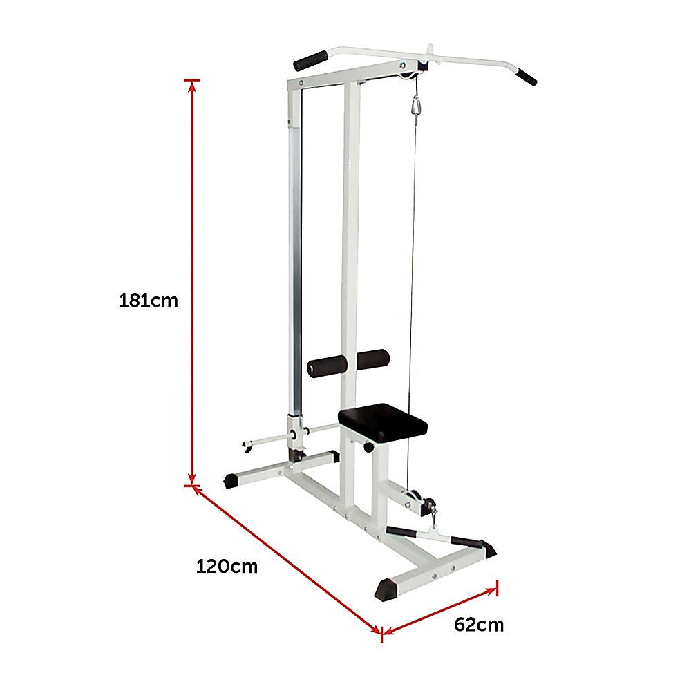 Home Fitness Multi Gym Lat Pull Down Machine with measurements for home workouts