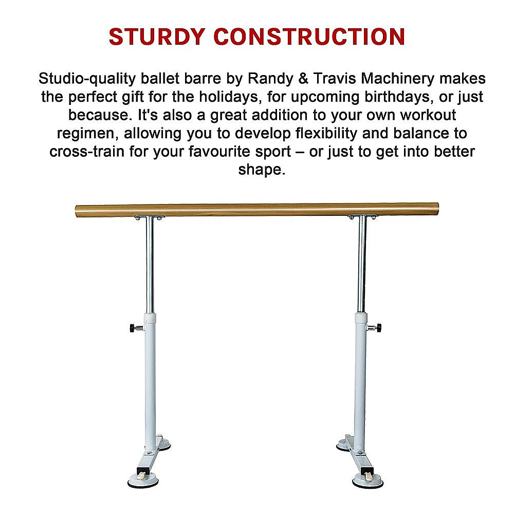 Adjustable Freestanding Wooden Portable Ballet Bar 1.5M