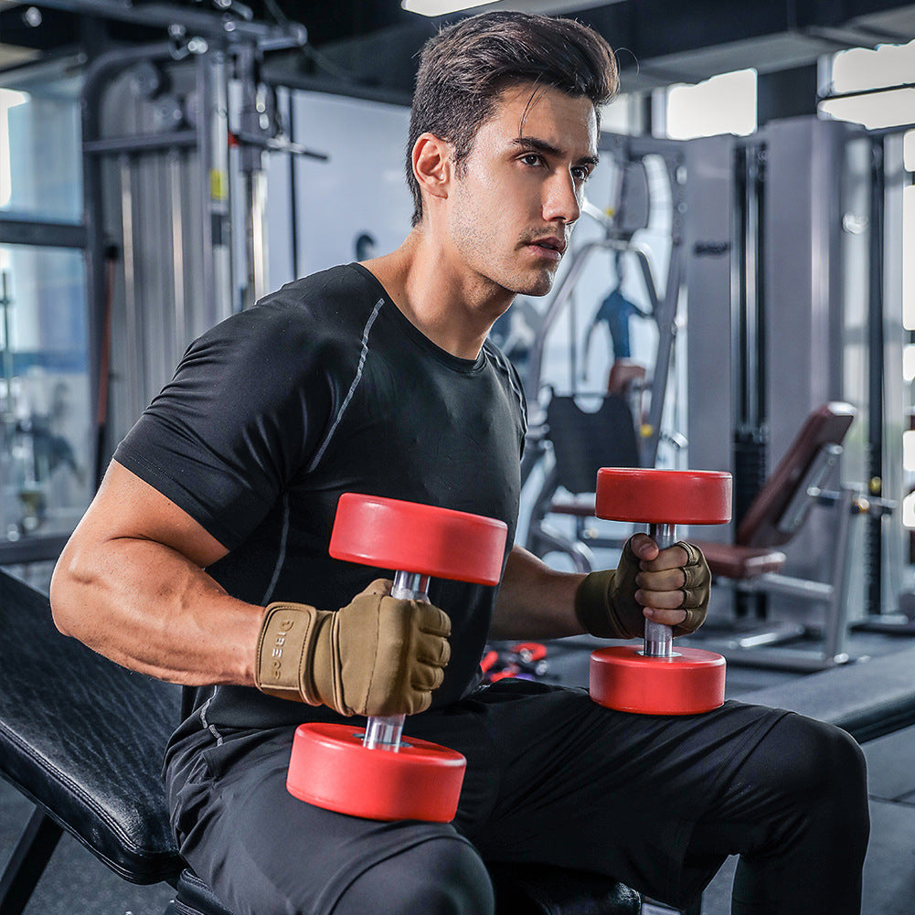 Green workout gloves with wrist support for weightlifting