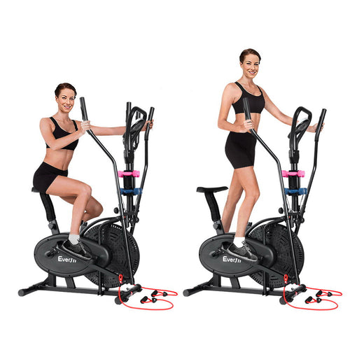 Two women using the Everfit Elliptical Cross Trainer for a full-body workout at home.