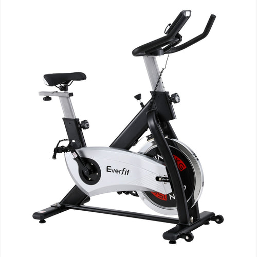 Flywheel Spin Bike Everfit 15kg Heavy Duty Exercise Bike for home workouts and fitness training.