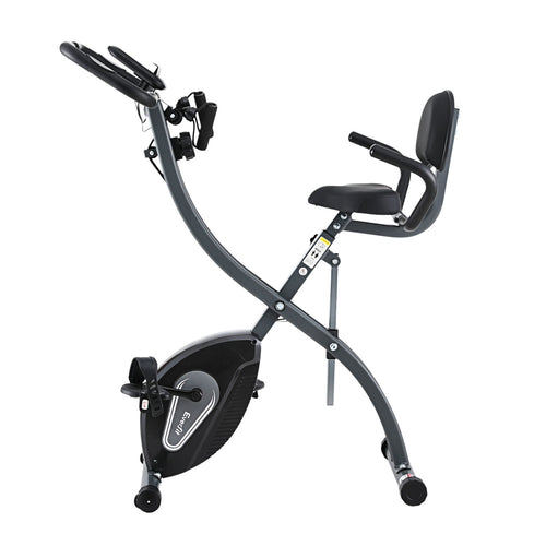 Folding Exercise Bike Everfit Magnetic X-Bike with LCD Monitor, ideal for home workouts with space-saving X-frame design