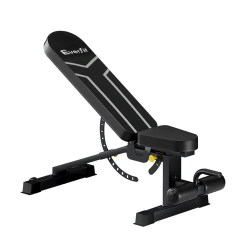 Adjustable FID Bench Everfit with adjustable backrest for versatile home gym workouts.