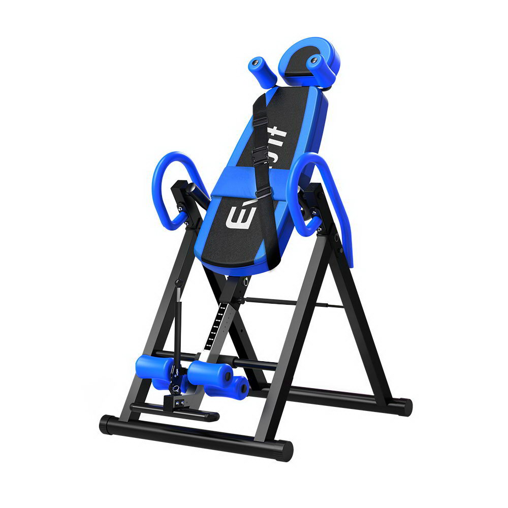 Everfit Inversion Table Blue Gravity Exercise Inverter Back Stretcher Home Gym Blue for fitness and back relief.