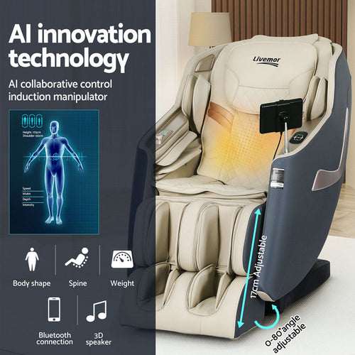 Livemor 3D Massage Chair Electric Recliner - Opal