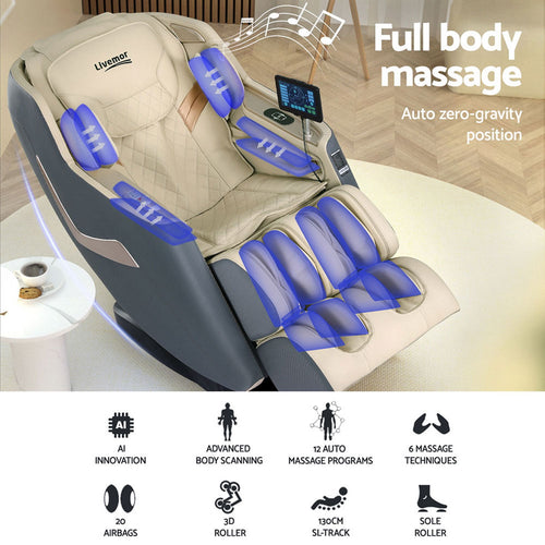 Livemor 3D Massage Chair Electric Recliner - Opal