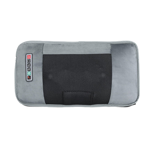 Top view of a gray massage mat with heat and vibration controls for full body relaxation.