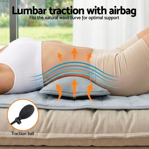Massage mat with heat and vibration features 10 motors, 9 modes, adjustable strength, and 3-level heating for relaxation.