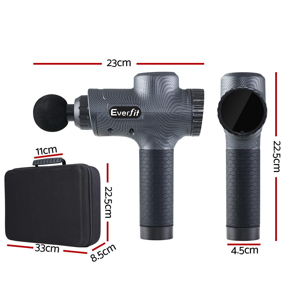Massage Gun with multiple heads and dimensions for effective muscle relief and recovery by Everfit.