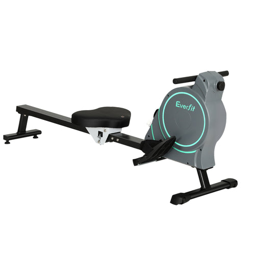 Everfit Rowing Machine, 16 Level Magnetic Rower, compact design for home workouts, full-body cardio exercise.