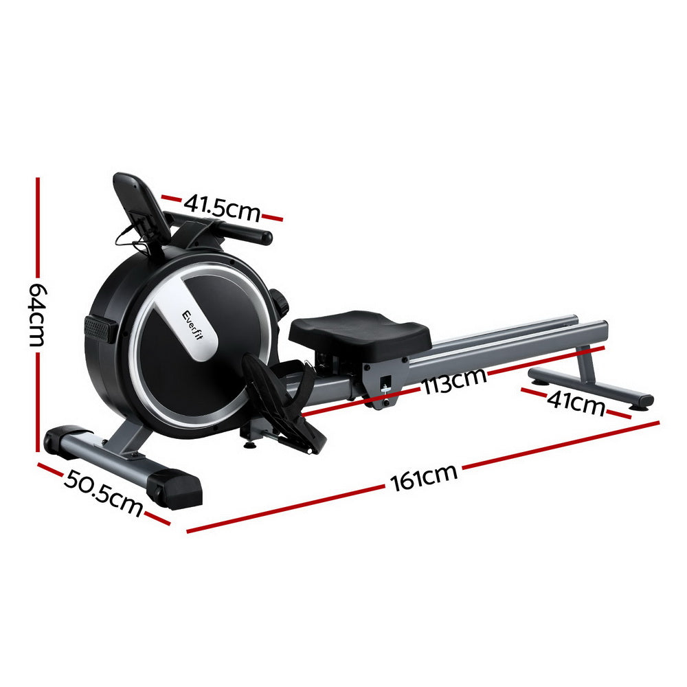 Everfit 16 Level Magnetic Rowing Machine black edition