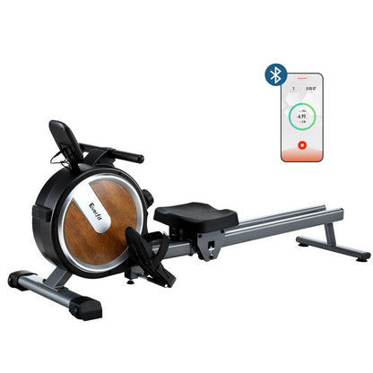 Everfit 16 Level Magnetic Rowing Machine walnut finish
