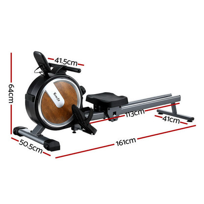 Everfit 16 Level Magnetic Rowing Machine walnut finish