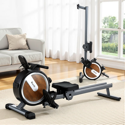 Everfit 16 Level Magnetic Rowing Machine walnut finish