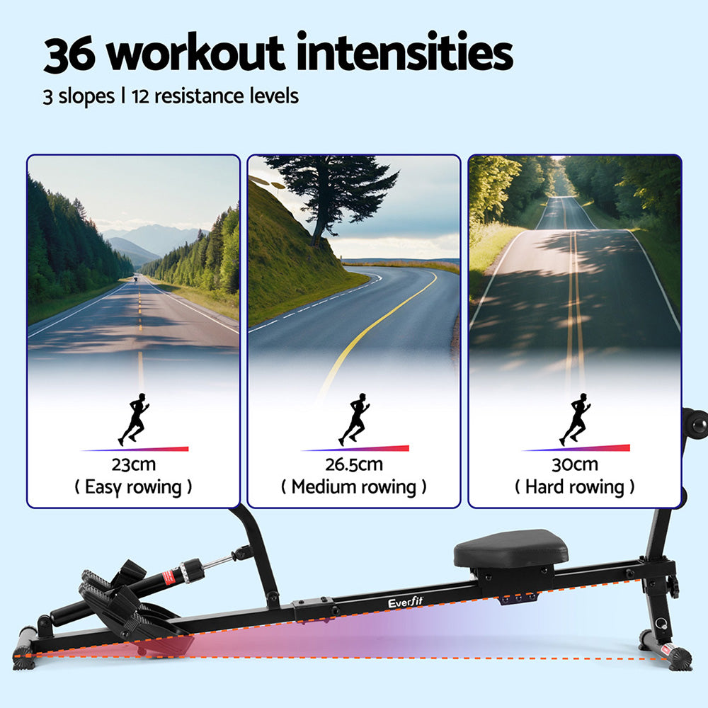 Everfit Hydraulic Rowing Machine full setup