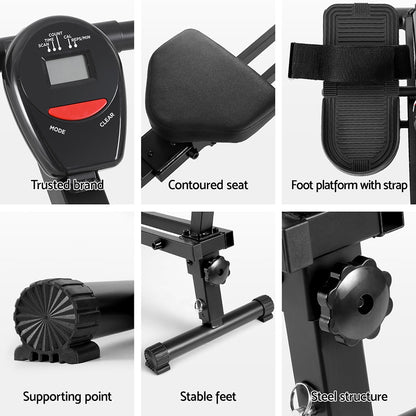 Everfit Hydraulic Rowing Machine folded for storage