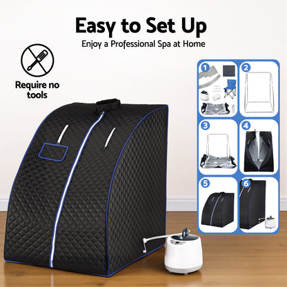 Portable steam sauna tent easy setup at home with steamer and no tools required