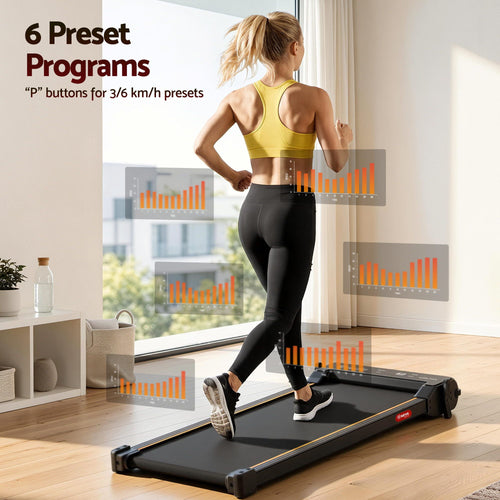 Walking Pad Treadmill featuring 6 preset programs for walking and jogging, perfect for home fitness.