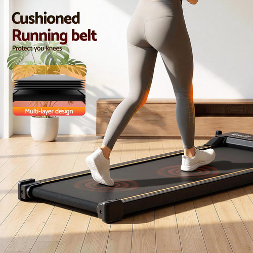Cushioned running belt of the Walking Pad Treadmill for knee protection and comfort during workouts.