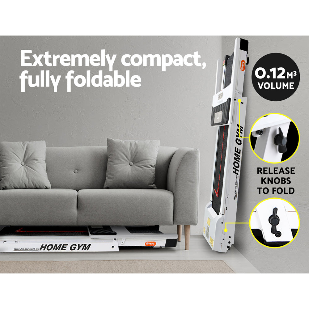 Everfit Treadmill Electric Home Gym Fitness Exercise Fully Foldable 450mm White