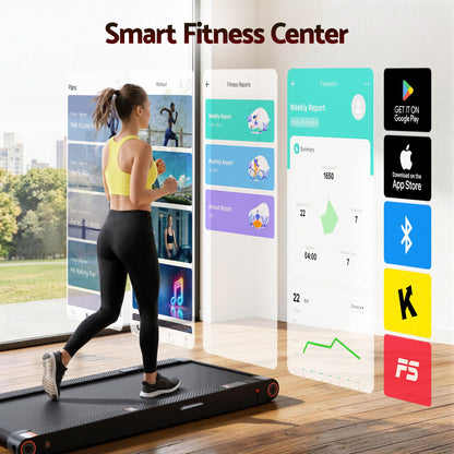 Everfit 4 in 1 Vibration Walking Pad Treadmill Under Desk Treadmills for Home Gym with App Control 380mm Black