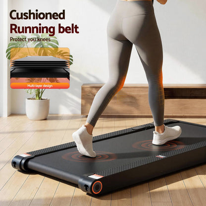 Everfit 4 in 1 Vibration Walking Pad Treadmill Under Desk Treadmills for Home Gym with App Control 380mm Black
