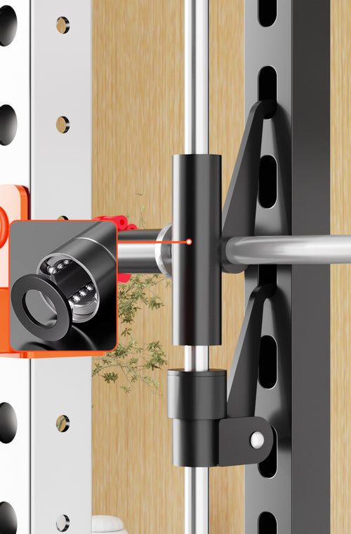 Close-up of the locking mechanism on the Smith Machine M1 Max, showcasing its precision engineering.