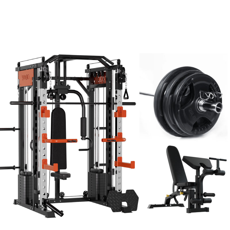 Smith Machine M1 Ultra Functional Trainer with weights, perfect for home gym workouts and training.