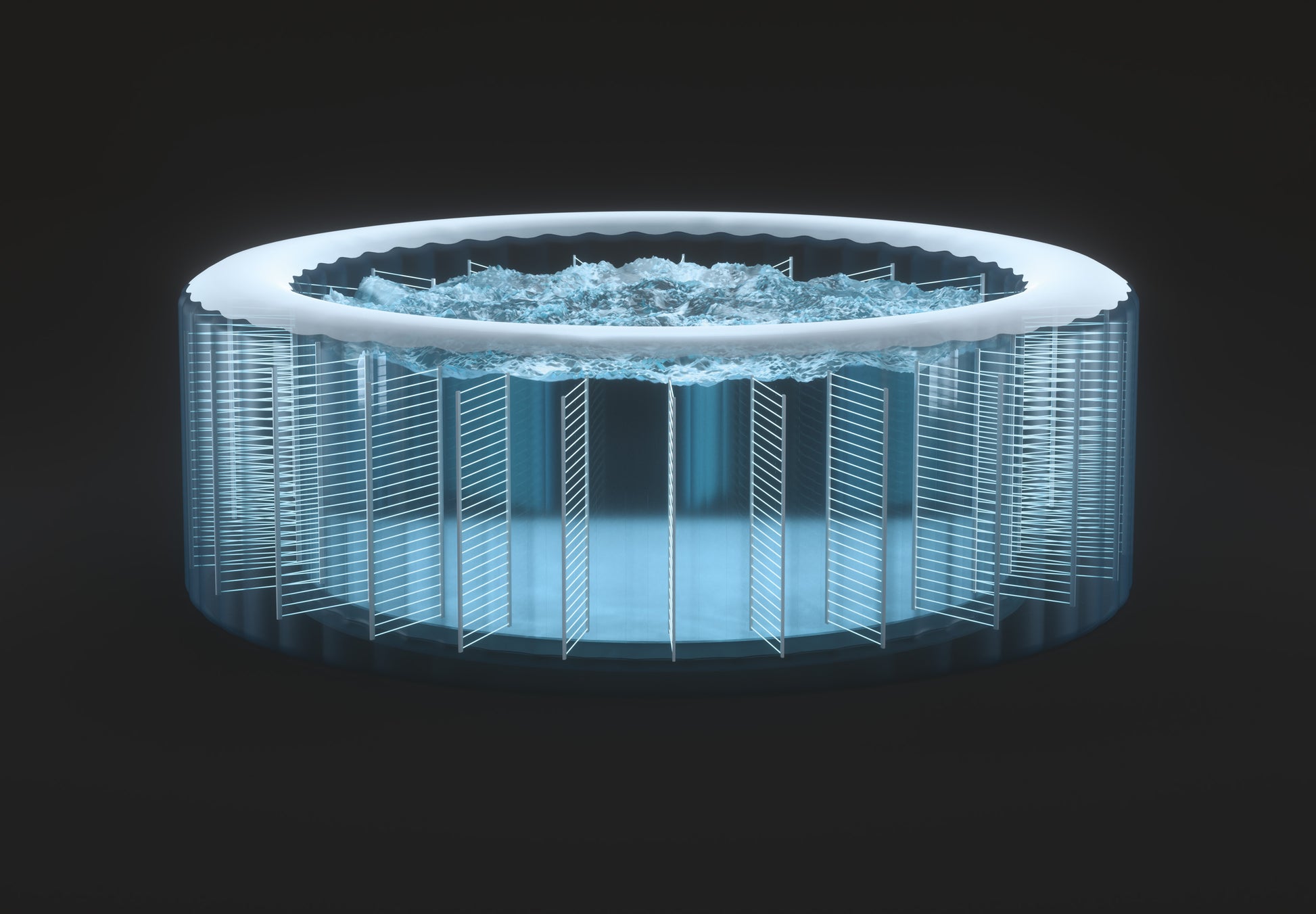 Inflatable Spa Bubble Massage 6 Person Hot Tub with water and massage bubbles.