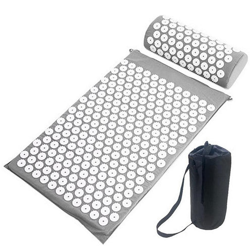 Acupressure mat and pillow set with over 6000 acupressure points for full-body relaxation.