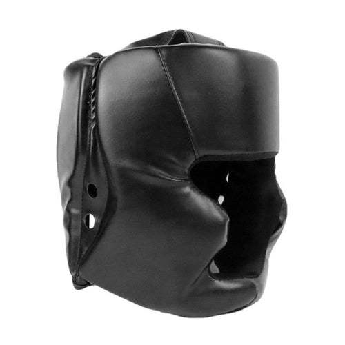 Head Gear for Adults in black, size L, designed for MMA and boxing protection and comfort.
