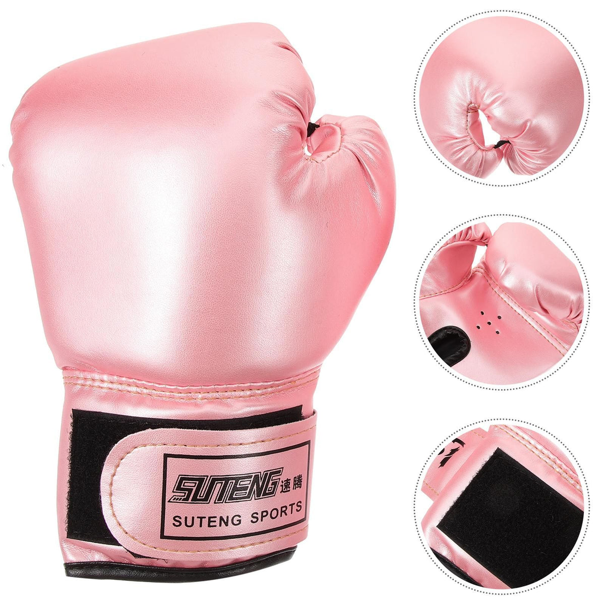 Kids Boxing Gloves – Pink by Suteng Sports, designed for boxing, kickboxing, Muay Thai, sparring, and training.