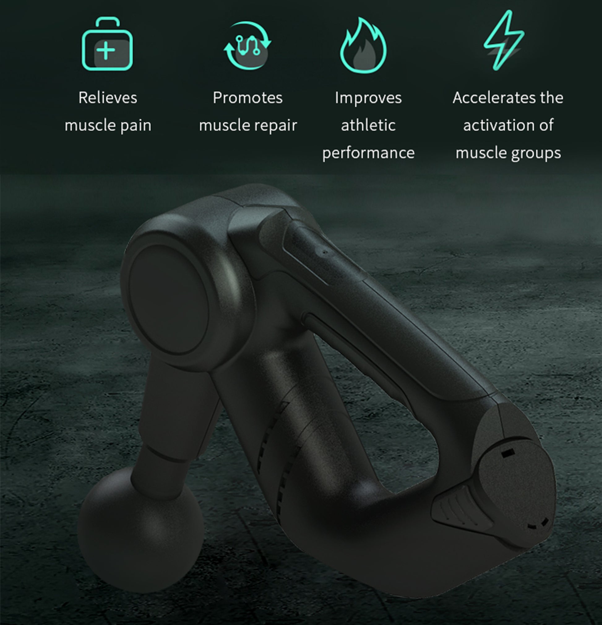 Massage gun for effective vibration therapy relieving muscle pain and promoting muscle repair, enhancing athletic performance.