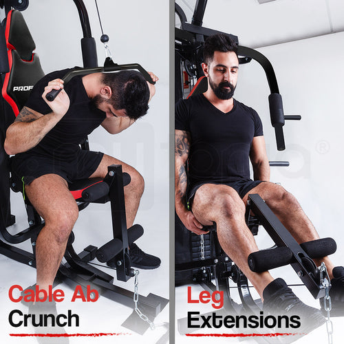 Home Gym Cable Ab Crunch and Leg Extensions on Proflex M9500 Multi Station Exercise Machine