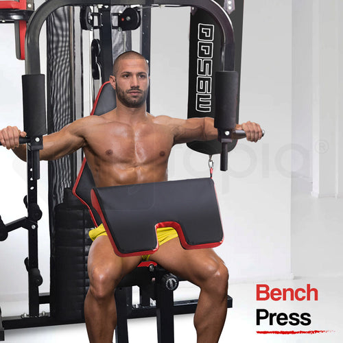 Man using bench press on Proflex M9500 Home Gym exercise machine.