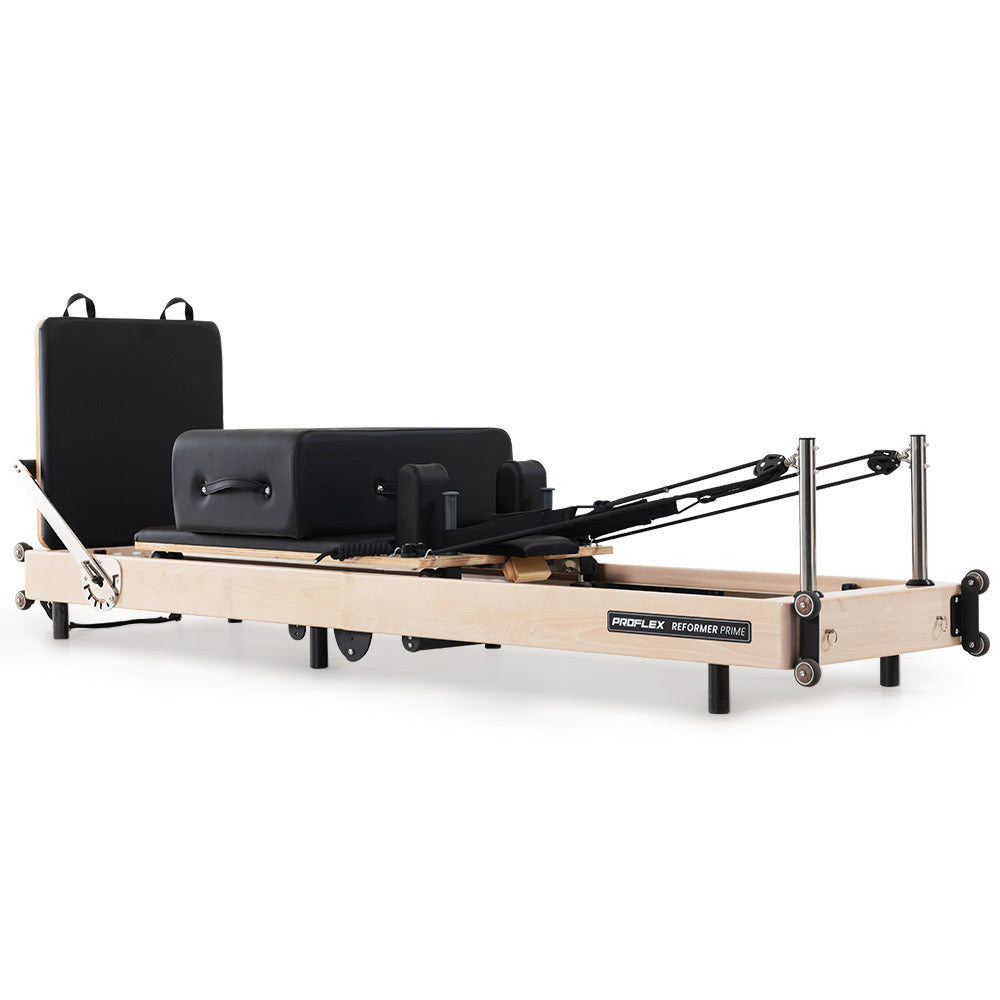PROFLEX Wooden Pilates Reformer with adjustable springs for versatile workouts and home training.