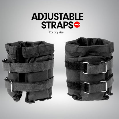 Powertrain Sports Pair 1kg Adjustable Ankle Weights – Durable Nylon, Adjustable Straps