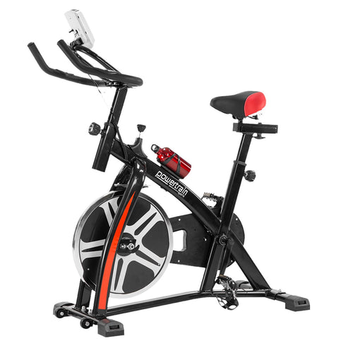 Flywheel Spin Bike Powertrain in black color showcasing its commercial-quality design for home gym exercises