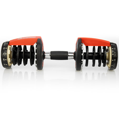 Adjustable Dumbbells with Stand 24KG Set by Powertrain featuring 15 weight levels, ideal for home gym workouts and seamless exercise transition.