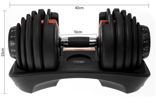 Adjustable Dumbbells with Stand 24KG Set by Powertrain for home gym use