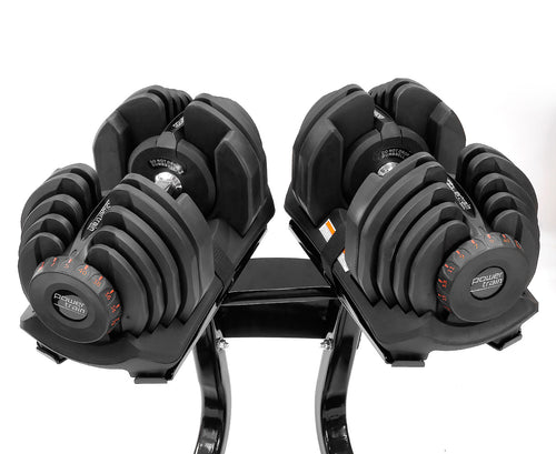 Adjustable Dumbbells with Stand 40KG Set by Powertrain for home workouts and strength training.
