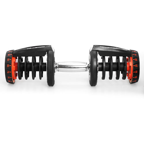 Adjustable Dumbbells with Stand 40KG Set by Powertrain, perfect for heavy lifters and strength progression workouts at home.