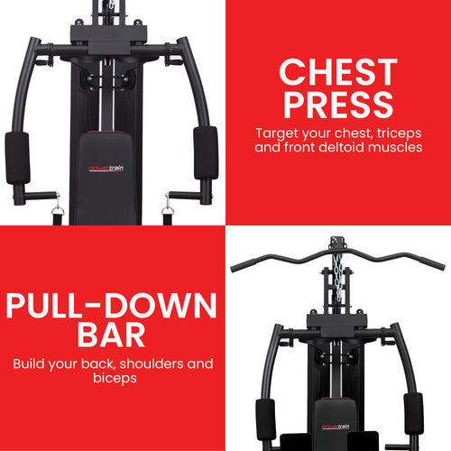 Multi Station Home Gym with Chest Press and Pull-Down Bar for full body workouts