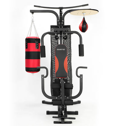 Powertrain Multi-Station Home Gym with boxing bag and speedball for versatile workouts