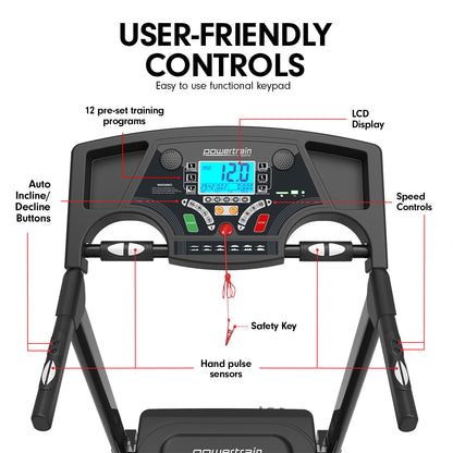 Powertrain K200 Electric Treadmill LCD console and incline running belt